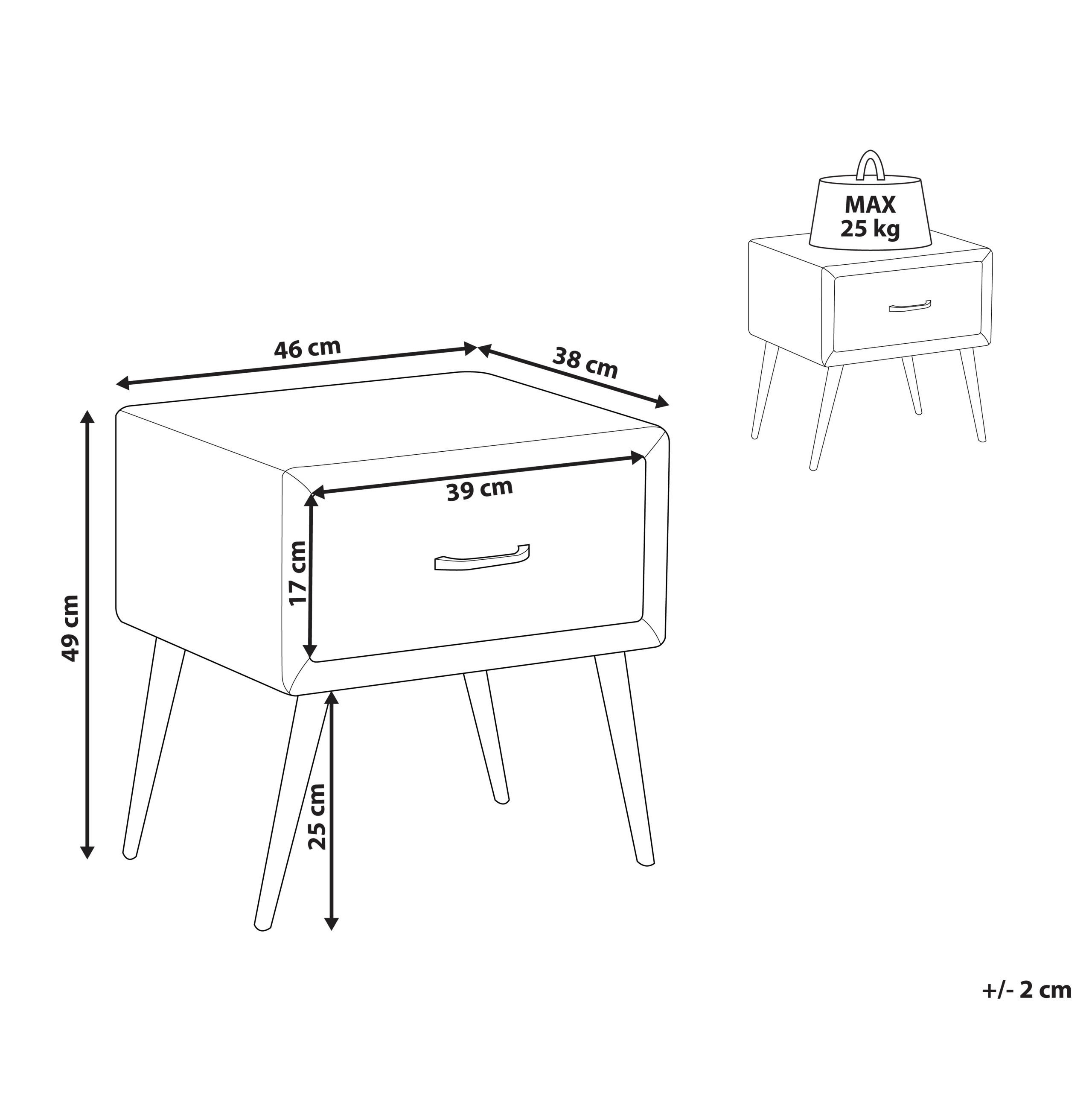Thumbnail - Beliani Nachttisch, Beige, Schwarz, Roségold, Textil, 46x49x38 cm, Schlafzimmer, Nachttische