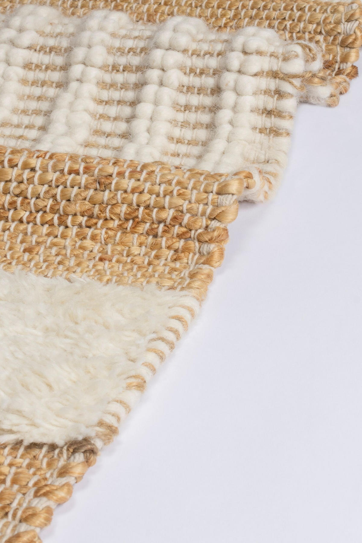 NATURTEPPICH handgewebt Jute-Wolle-Mix skandinavisch WHARFE, Braun-Beige 60x230 cm - Braun, Textil (60/230cm) - KADIMA DESIGN