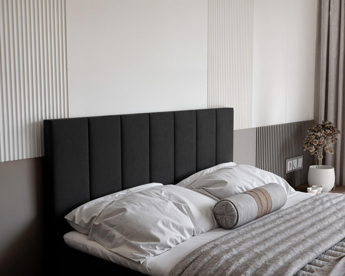 BOXBETT ZELTO 160/200 cm, mit Matratze und Topper, Schwarz - Schwarz, Holzwerkstoff/Textil (160/200cm) - Idohome