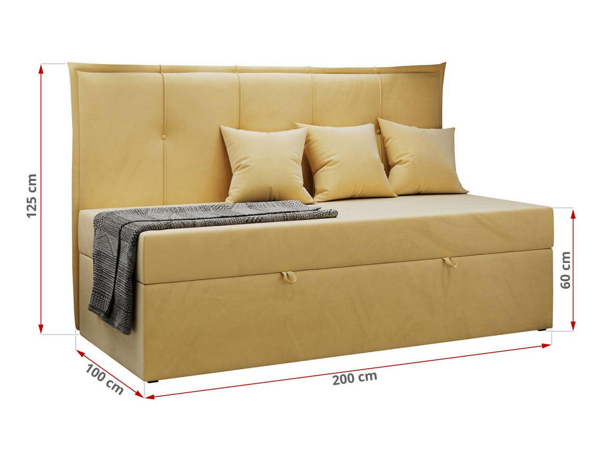 BOXBETT BANCO 90/200 Gelb Velvet - H3 - Gelb, Holz/Textil (90/200cm) - MKS