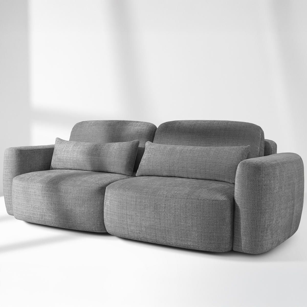 SOFA 3 ELOSA - Dunkelgrau, Holz/Textil (245/85/115cm) - KONSIMO®