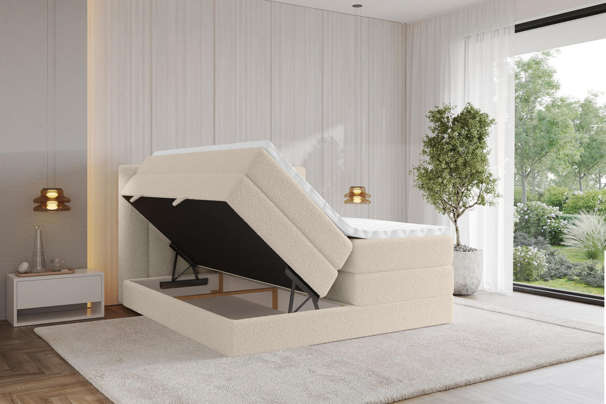 BOXSPRINGOVÁ POSTEL s matrací H3/H4 - OTTA KING - 120x200 cm Tmavě béžová - kapučínová, kompozitní dřevo (120/200cm) - ALTDECOR