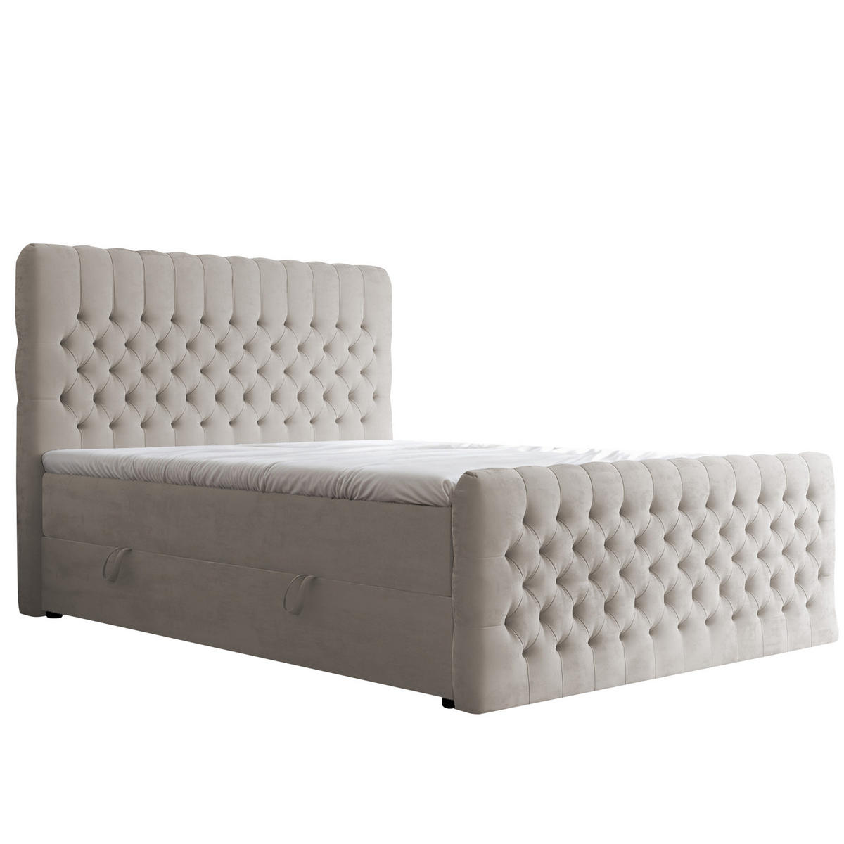 BOXBETT 200x200 cm mit Topper - Beige, Holzwerkstoff/Textil (200/200cm) - Idohome
