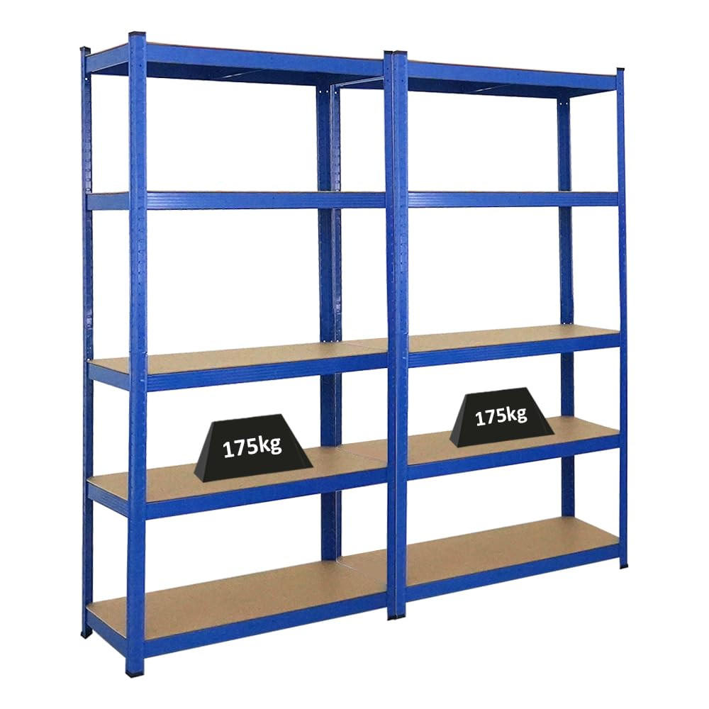 SCHWERLASTREGAL Ragnar 2er-Set mit 2x 180x90x40 cm Fachlast 175 kg Blau - Blau, Metall (180/180/40cm) - PROREGAL