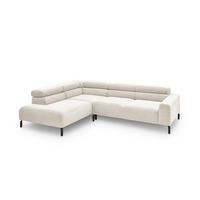 ECKSOFA MIT MOTORISCHEM SITZVORZUG DELIA Weiß Cord - Schwarz/Weiß, Textil/Metall (276/219cm) - KAWOLA
