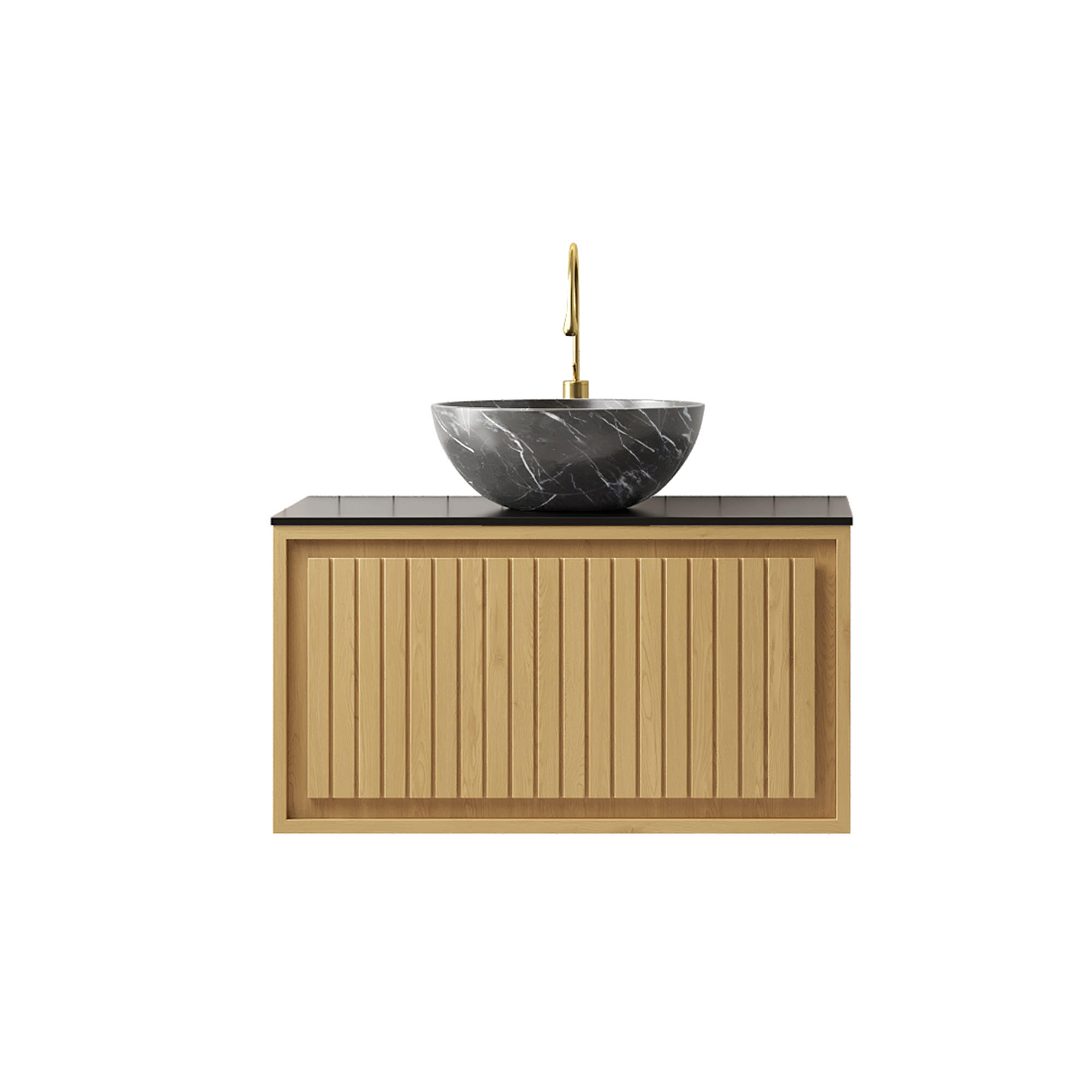 WASCHTISCH Eichefarben/Schwarz 76/48/55.1 cm - Schwarz, Holz (76/55.1/48cm) - PANGIVO