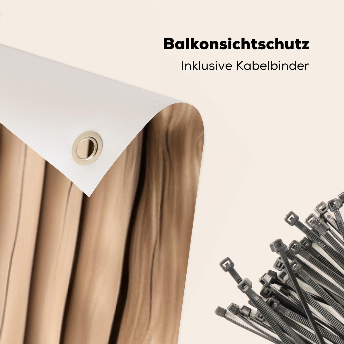 BALKON-SICHTSCHUTZ Holz - Stiel - Hellbraun - Ahornfarben, Kunststoff (300/100cm) - MuchoWow