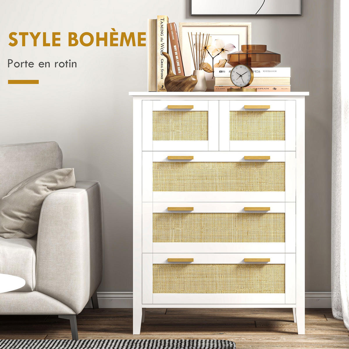 KOMMODE Weiß 77/37/104 cm - Weiß, Holzwerkstoff (77/104/37cm) - PANGIVO