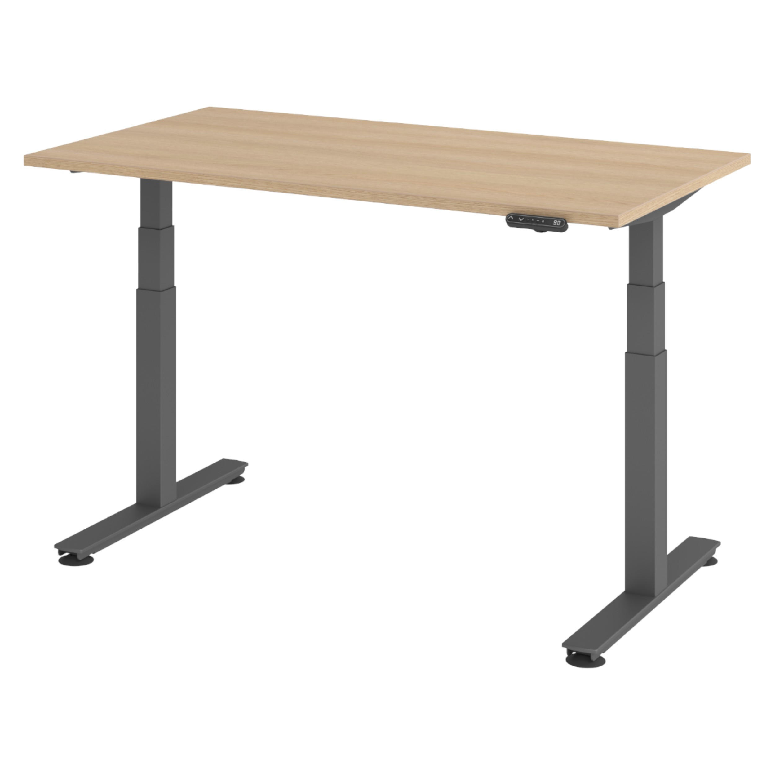 SCHREIBTISCH elektrisch XDSM 80/140/74 cm in Eichefarben/Graphitfarben - Eichefarben/Graphitfarben, Holzwerkstoff (80/140/74cm) - bümö