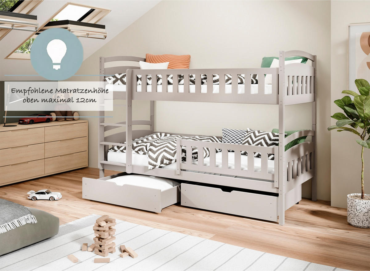 ETAGENBETT 90x200 cm mit zwei Schubladen in Kaschmir - Kaschmir, Holzwerkstoff (90/200cm) - Kids Collective