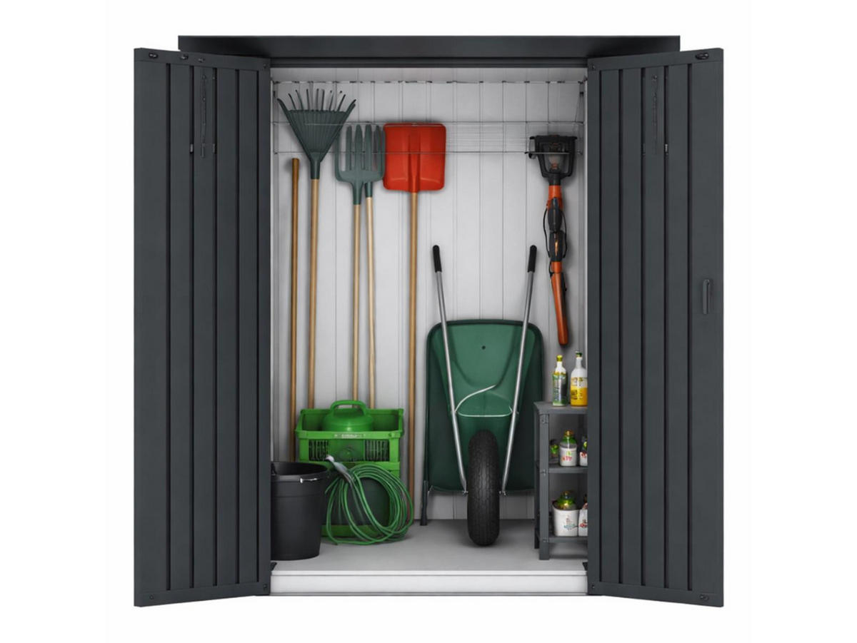 GERÄTESCHRANK Paul XL 197/94/181 cm Stahl verzinkt pulverbeschichtet abschließbar - Grau, Kunststoff (76/25/198cm) - Plats Outdoor solution