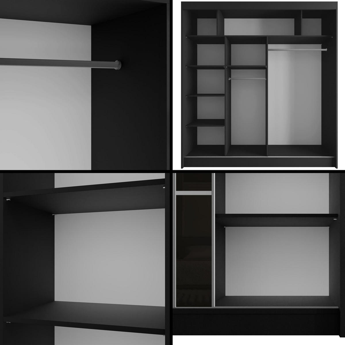 KLEIDERSCHRANK PEKA III - 200 cm - Schwarz - Schwarz, Holzwerkstoff (200/215/61cm) - ALTDECOR