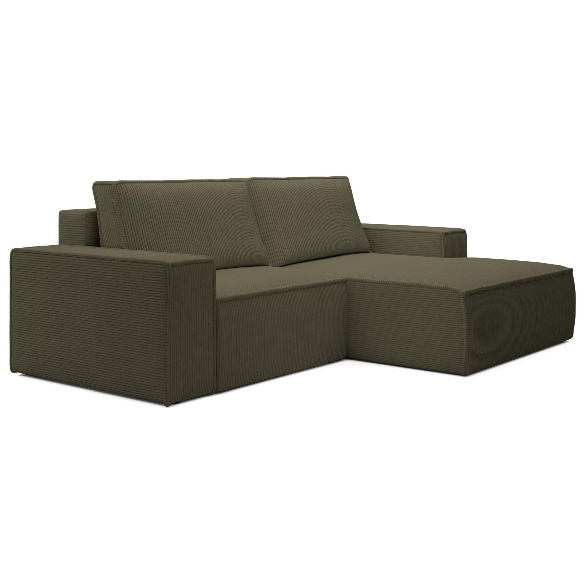 ECKSOFA Farese Mini mit Cordbezug Olivgrün, rechts - Schwarz/Olivgrün, Textil (240/167cm) - Selsey