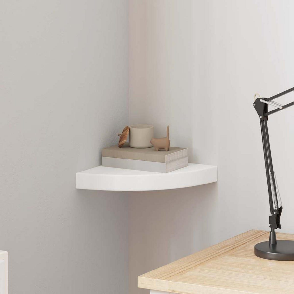 ECK-SCHWEBEREGAL Weiß 25/25/3,8 Cm Mdf - Weiß, Holzwerkstoff (25/3.8/25cm) - vidaXL