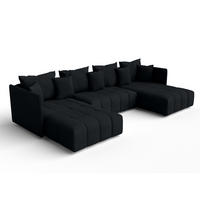 WOHNLANDSCHAFT Veliro U Schwarz 353/180/83 cm mit Schlaffunktion und Bettkasten - Schwarz, Kunststoff/Textil (353/83/180cm) - AX Living