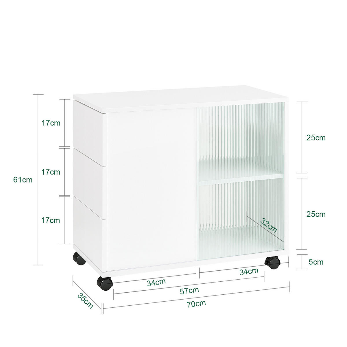 AKTENSCHRANK Weiß - Weiß, Glas/Holzwerkstoff (35/61/70cm) - SoBuy