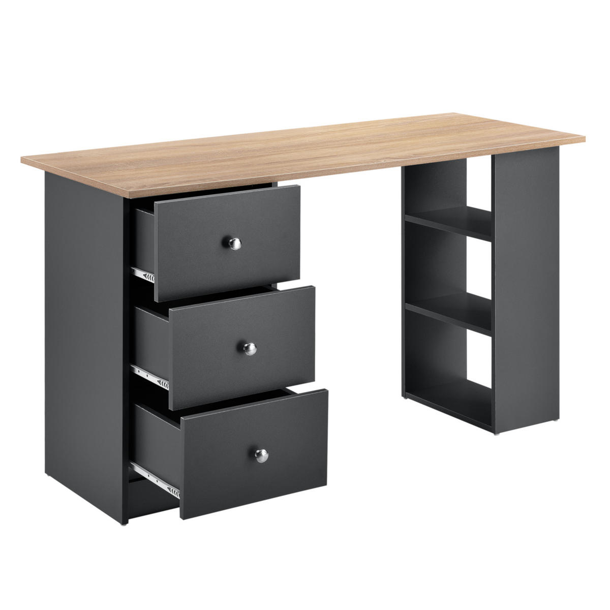 SCHREIBTISCH Lemberg - Dunkelgrau/Beige, Holzwerkstoff (49/120/72cm) - [en.casa]