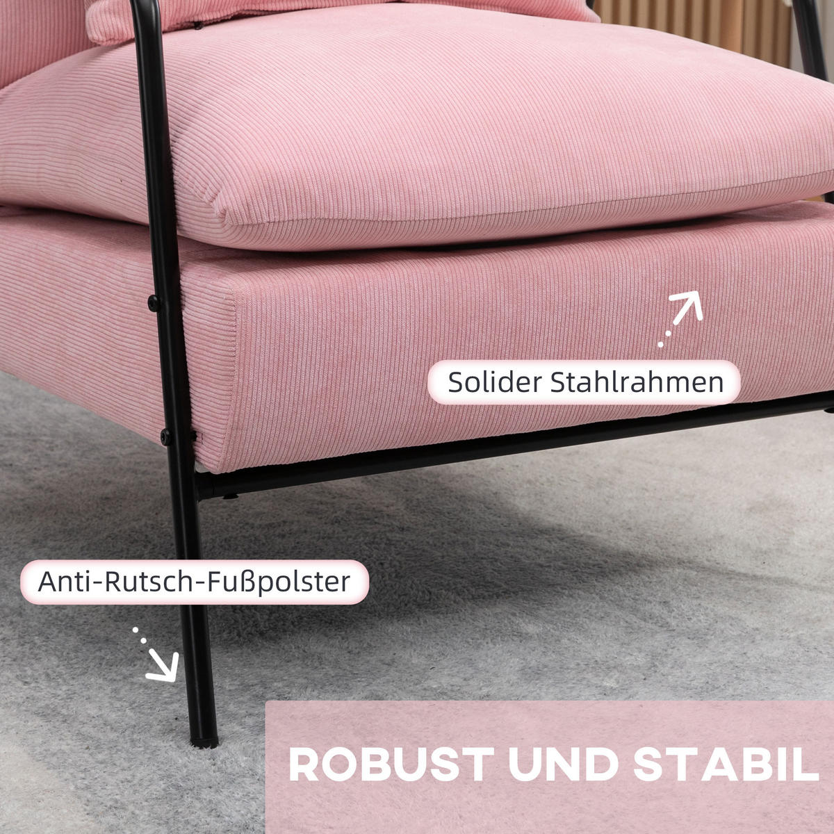 RELAXSESSELSET Rosa - Rosa, Metall (91.5/88/68cm) - HOMCOM