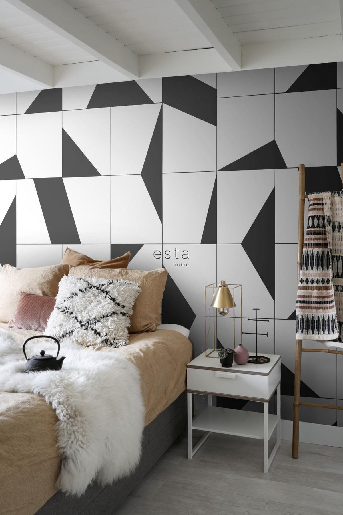 FOTOTAPETE Fliesenmuster 200 x 279 cm - Schwarz, Papier (200/279cm) - ESTAhome