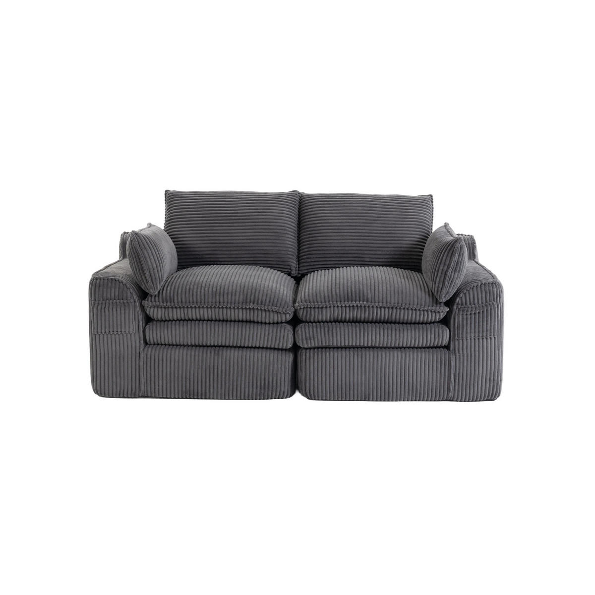 2-SITZER-SOFA 191/94/85 cm mit Seitentaschen, Kissen und Federkern, Cord, Dunkelgrau - Dunkelgrau, Textil (191/85/94cm) - Redom