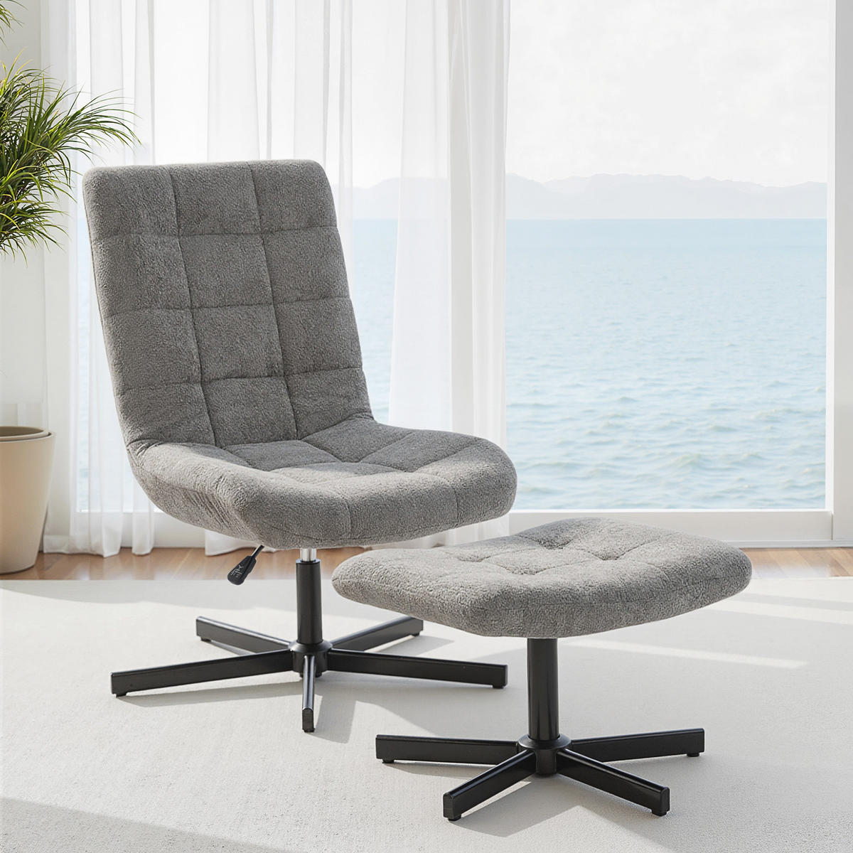 SESSEL mit Fusstütze DE-17413 höhenverstellbar & 135° neigbar Grau - Grau, Metall (66/104/80cm) - ComfortXL