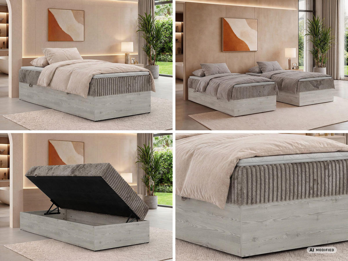 BOXBETT NORDIC ZERO 90/200 - Hellbraun Cord - Topper Visco - H4 - Hellbraun/Schwarz, Kunststoff/Textil (90/200cm) - MKS