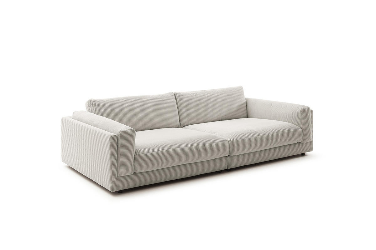 BIG SOFA RAINA Steingrau Cord - Greige/Schwarz, Kunststoff/Textil (294/85/150cm) - KAWOLA