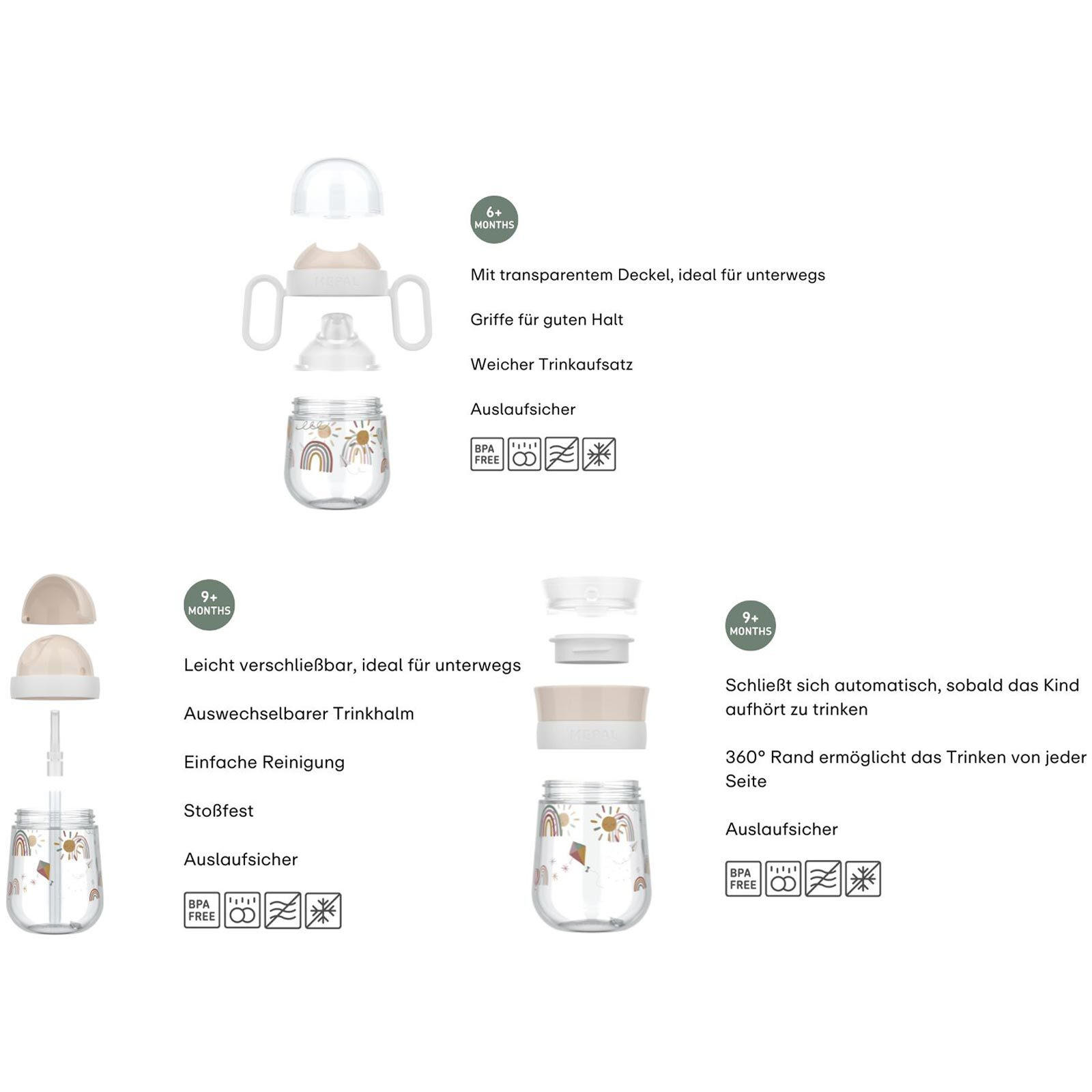 TRINKLERNBECHER-SET Mio Forest Friends 3er Set - Weiß/Hellblau, Kunststoff (0.001L) - Mepal
