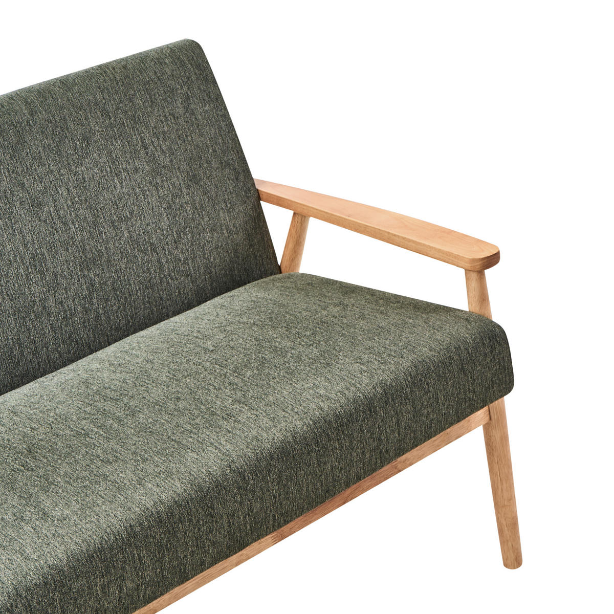 SOFA 3-Sitzer Hellbraun/Grün Esrum - Hellbraun/Grün, Holz/Textil (151/79/72cm) - Beliani