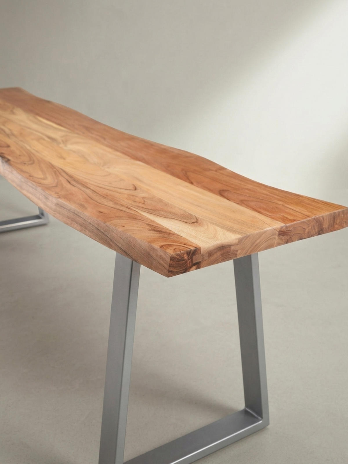 ESSZIMMERBANK Massivholz Metall Baumkante Chromgestell, Akazie 140x40x46 cm - Silberfarben/Braun, Holz/Metall (140/46/40cm) - KADIMA DESIGN