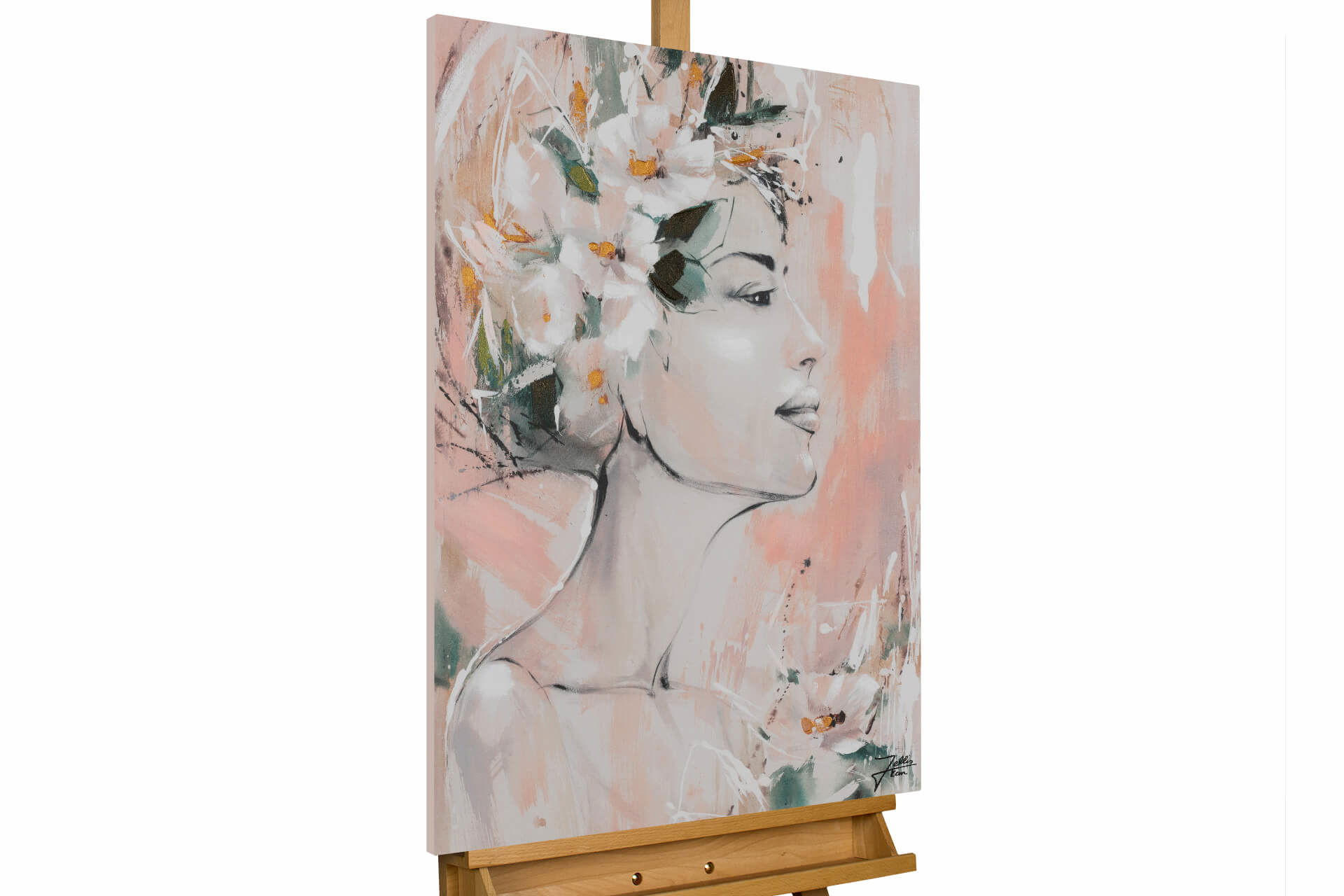 ACRYLBILD HANDGEMALT 60/90 cm - Pink/Beige, Holz/Textil (1.3/90cm) - KUNSTLOFT