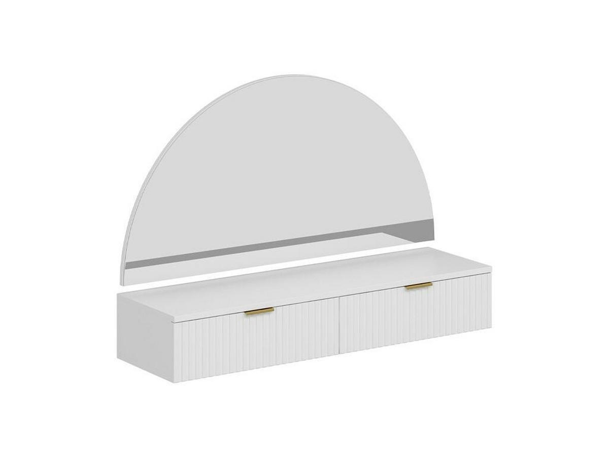 FRISIERTISCH hängend mit Spiegel & LED-Beleuchtung - 2 Schubladen - Weiß - FRALYN - Weiß, Holz (120/80/35cm) - Vente-Unique