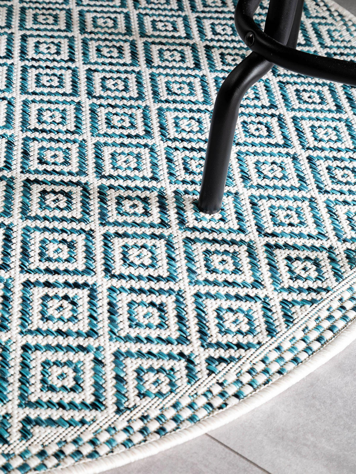 OUTDOORTEPPICH rund Cleo Blau ø 120 cm rund - Blau, Textil (120/120cm) - benuta Nest