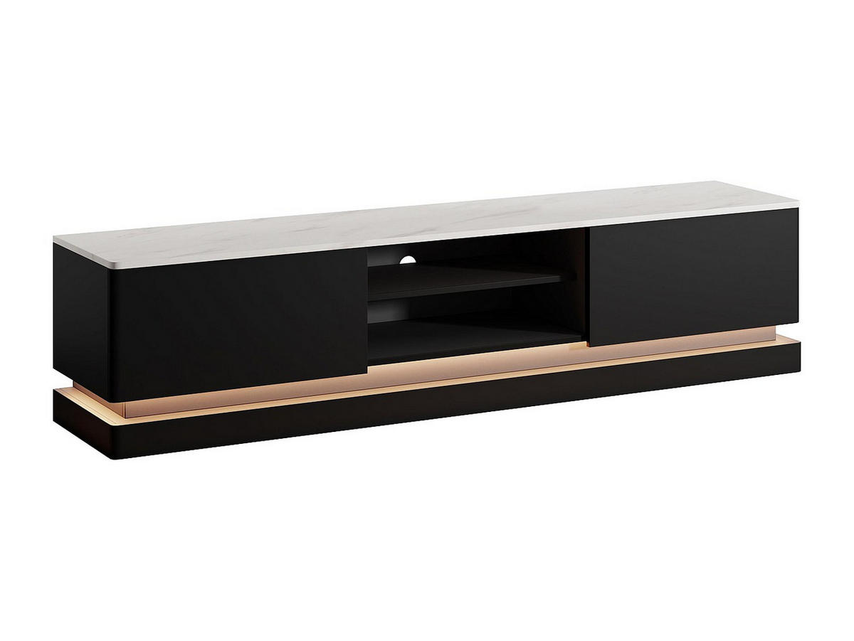 TV-BOARD - 190 cm x 40 cm - holz - schwarz, weiß Devika - Schwarz/Weiß, Holz (190/44/40cm) - Vente-Unique