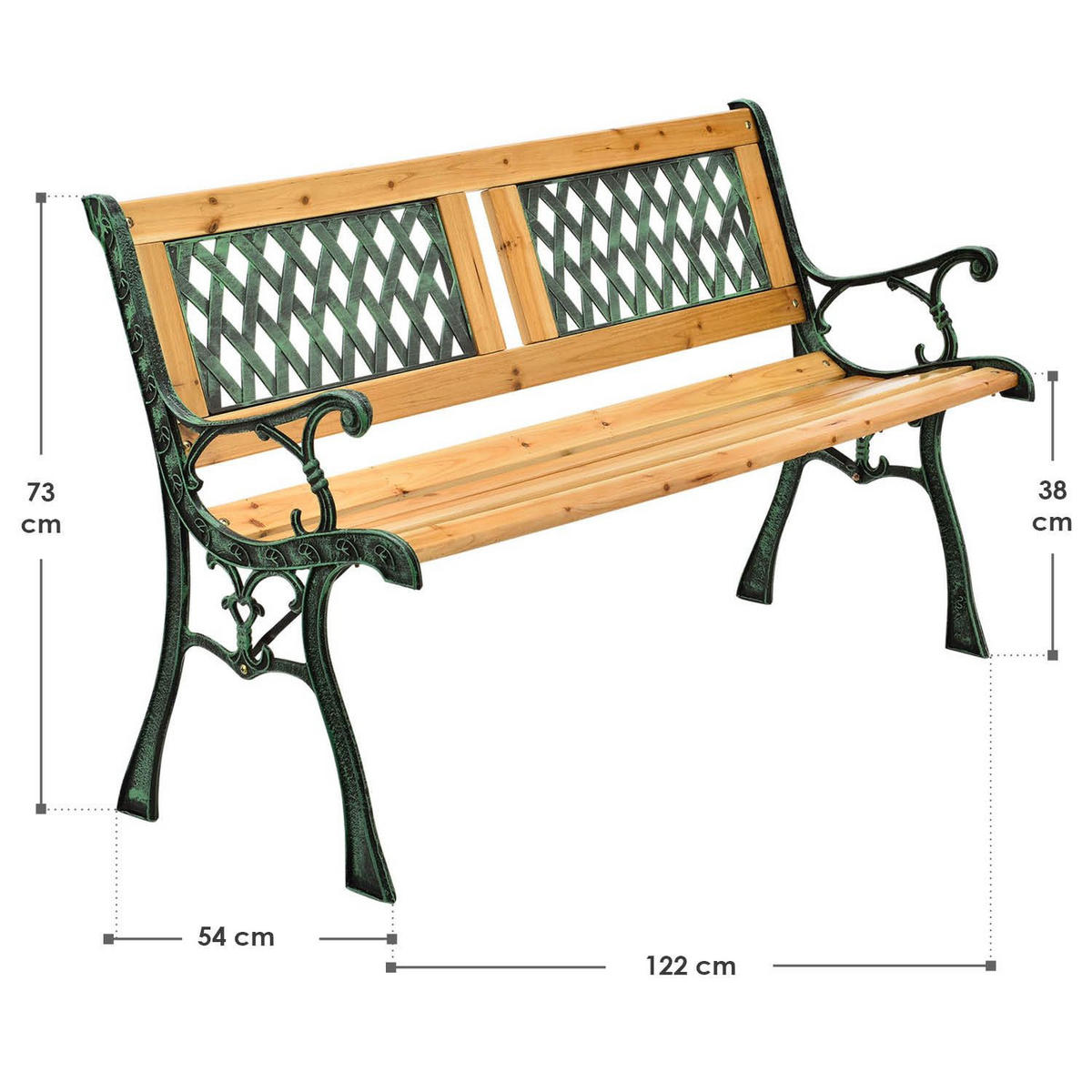 GARTENBANK Sanremo 2-Sitzer - Braun, Holz (122/73/54cm) - Juskys
