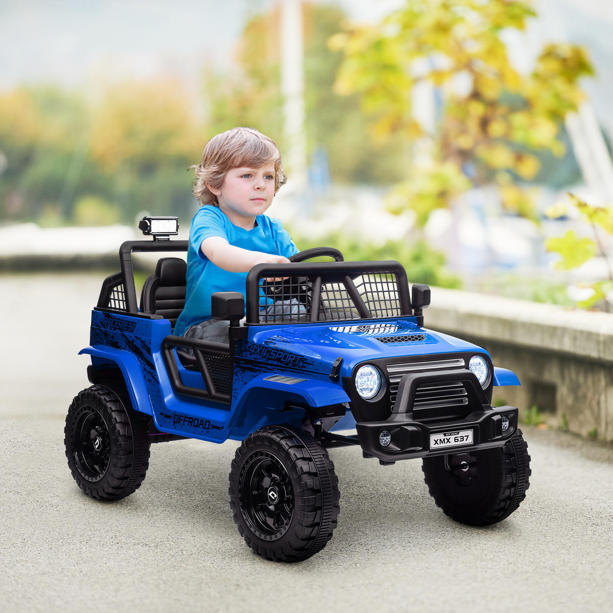 KINDER-ELEKTROAUTO DE-06201 mit sanfter Federung und Fernbedienung Blau - Blau, Kunststoff/Metall (109/67/68.5cm) - ComfortXL