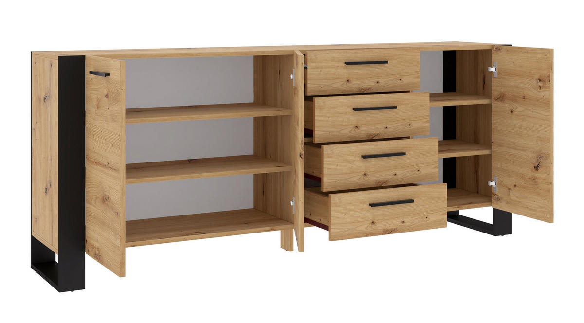 KOMMODE Artisann 197/87/45 - Eiche Artisan, Holzwerkstoff (197/87/45cm) - RAUMHIRSCH FURNITURE
