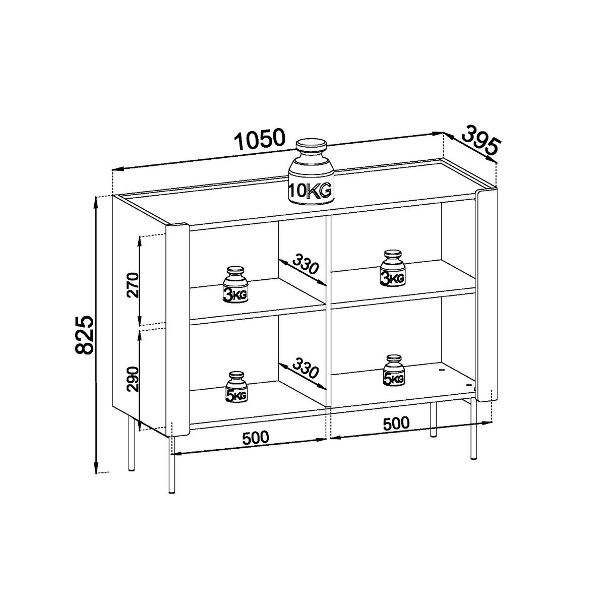 SIDEBOARD Guelph K105 – Nussbaum, Kaschmir, Zweitüriger - Kaschmir/Beige, Glas/Holzwerkstoff (105/82/39cm) - Komodee