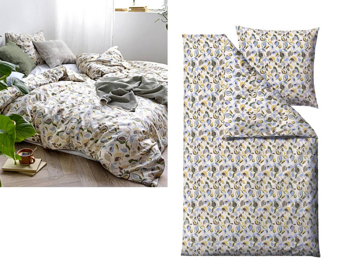 BETTWÄSCHE Abstract beige 135/200 cm Bio-Baumwolle - Hellblau, Textil (135/200cm) - Södahl