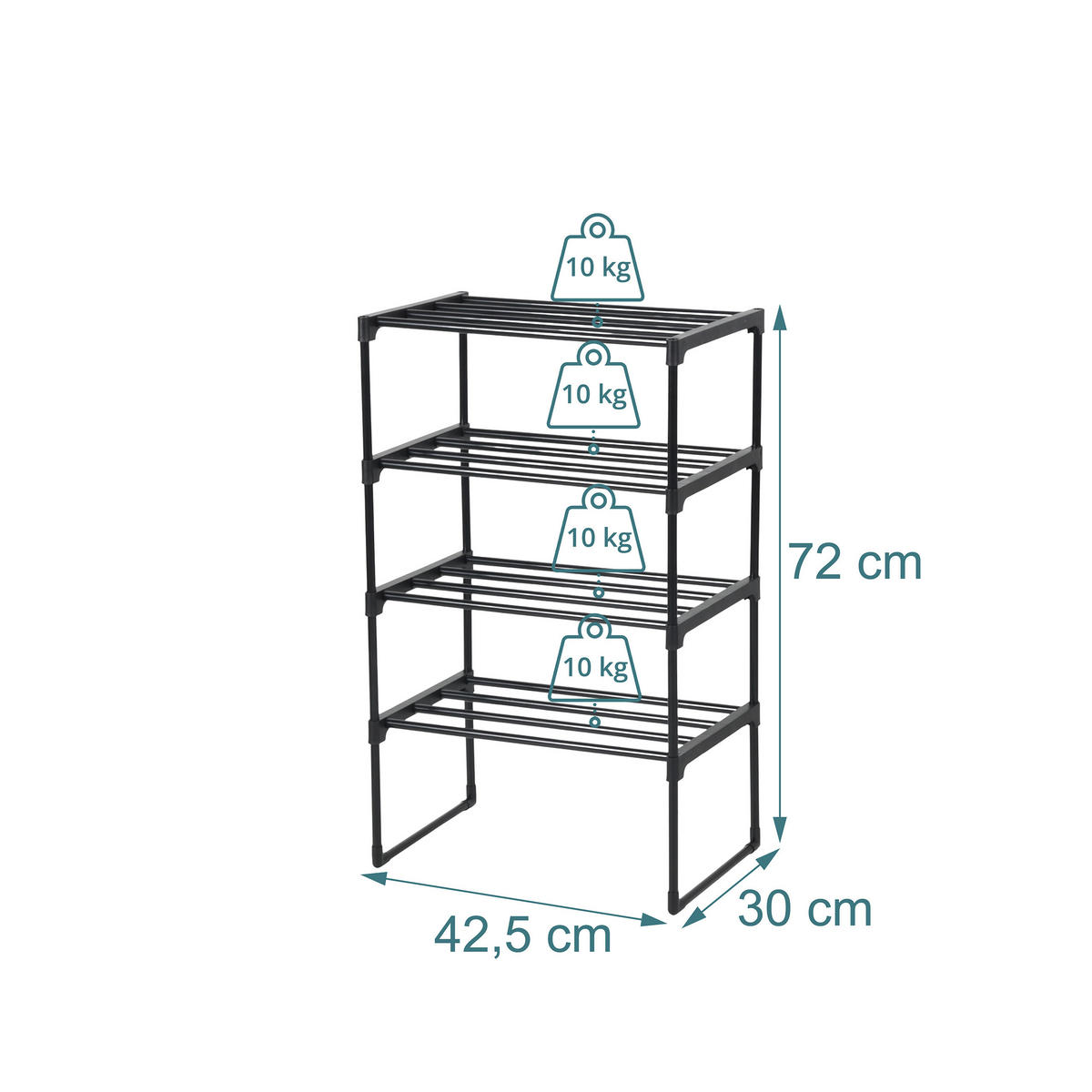 BOTNÍK - černá, kov/plast (42.5/72/30cm) - Relaxdays