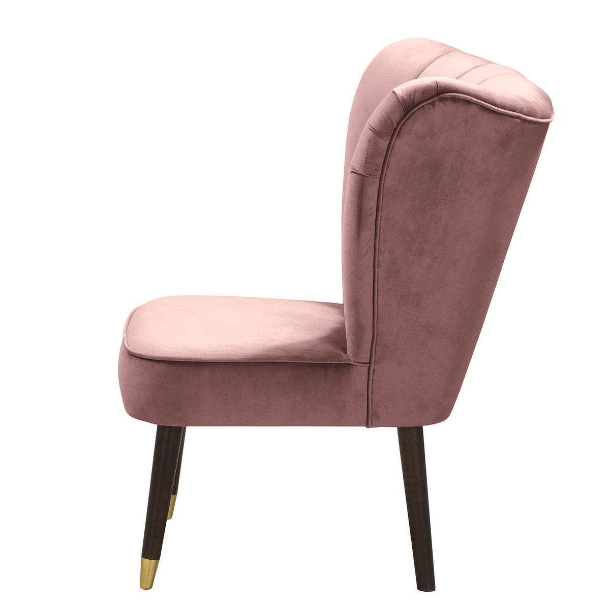 SESSEL - Samt - Mauve/Braun, Birkenholz/Textil (61/81/66cm) - home24