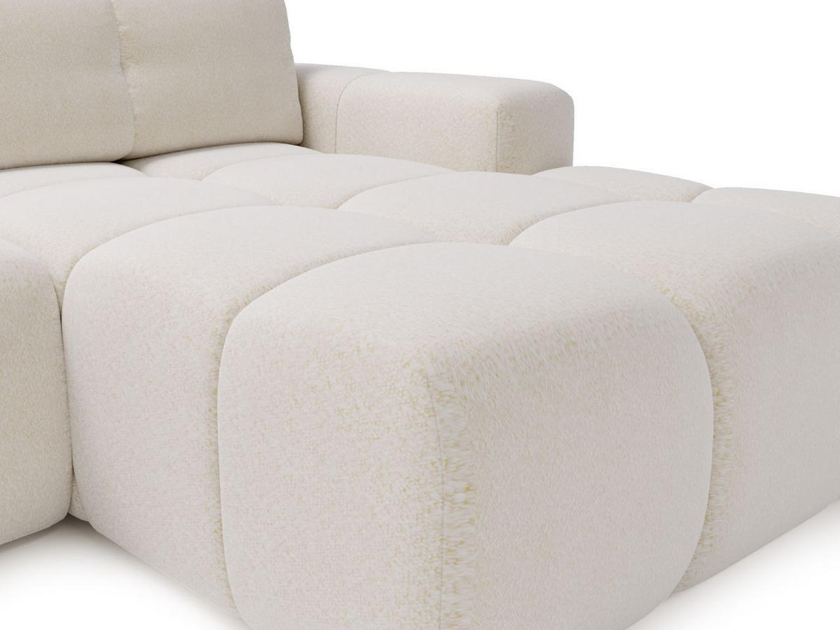 ECKSOFA Montero Bouclé-Stoff Weiß Rechts - Weiß, Holz/Textil (280/177cm) - Graingold