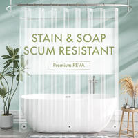 DUSCHVORHANG-EINLAGE Transparent leichtes PEVA wasserdicht geruchlos mit 12 Duschvorhang-Ringen 183 x 183 cm - Transparent, Kunststoff (72/72cm) - MCBOSON