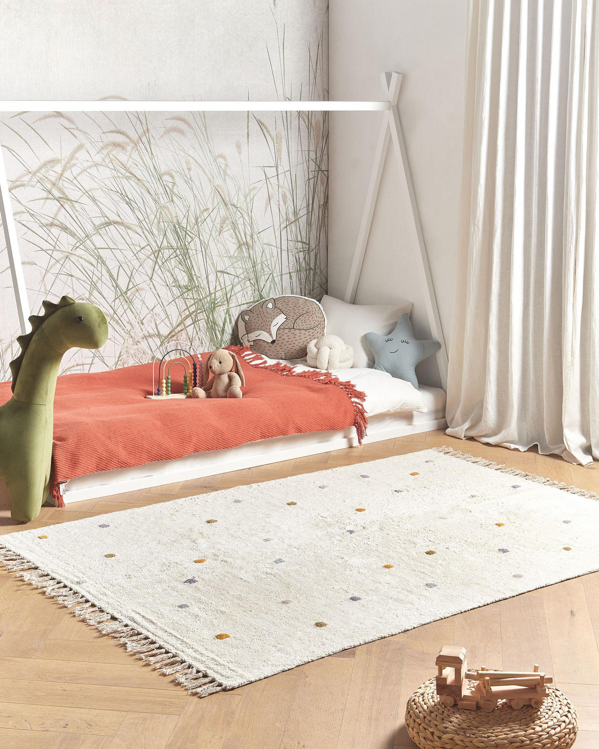 KURZFLOR-TEPPICH Weiß 140/200 cm Astaf - Weiß, Textil (140/200cm) - Beliani