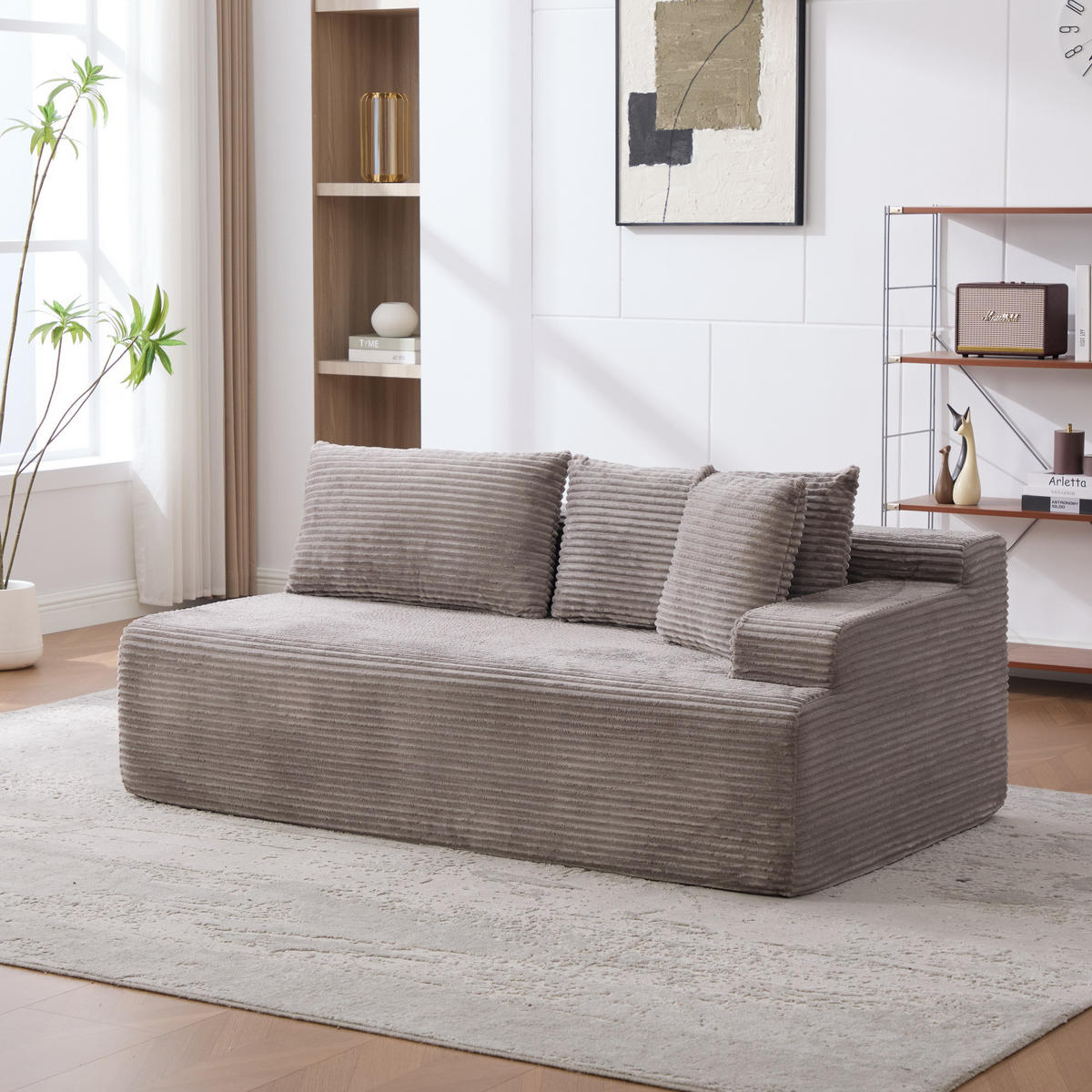 SOFAELEMENT 172/99/74.5 cm Grau mit rutschfestem Boden - Grau, Textil (99/74.5/172cm) - Oxeza