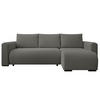 ECKSOFA DORA L, Eckcouch in L-Form mit Schlaffunktion und Bettkasten, Farbe: Dunkelgrau, Bouclé-Stoff, Ottomane Rechts - Dunkelgrau, Textil (240/143cm) - Storez24