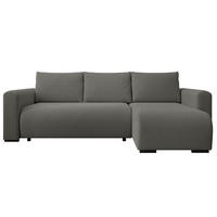 ECKSOFA DORA L, Eckcouch in L-Form mit Schlaffunktion und Bettkasten, Farbe: Dunkelgrau, Bouclé-Stoff, Ottomane Rechts - Dunkelgrau, Textil (240/143cm) - Storez24