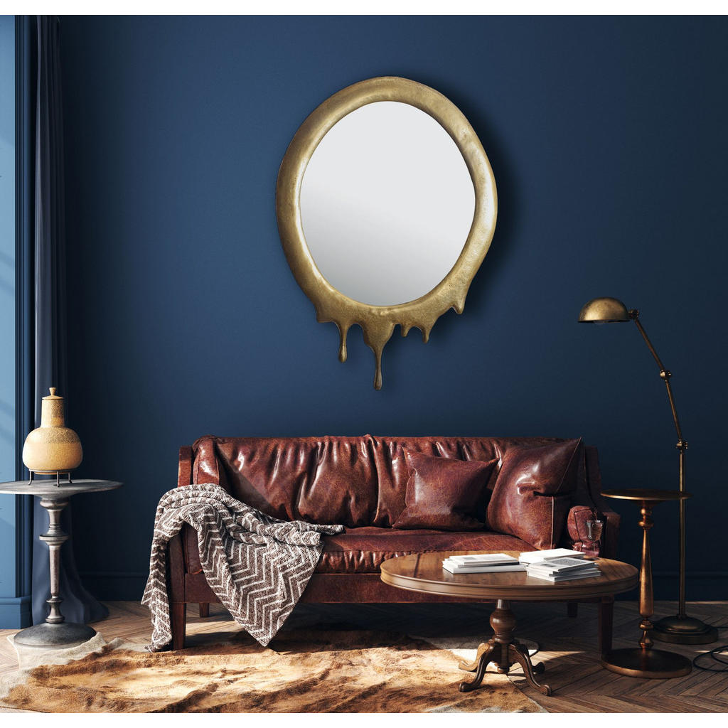 Thumbnail - Kadima Design Wandspiegel, Gold, Glas, Oval, 50x71x3 cm, Spiegel, Wandspiegel