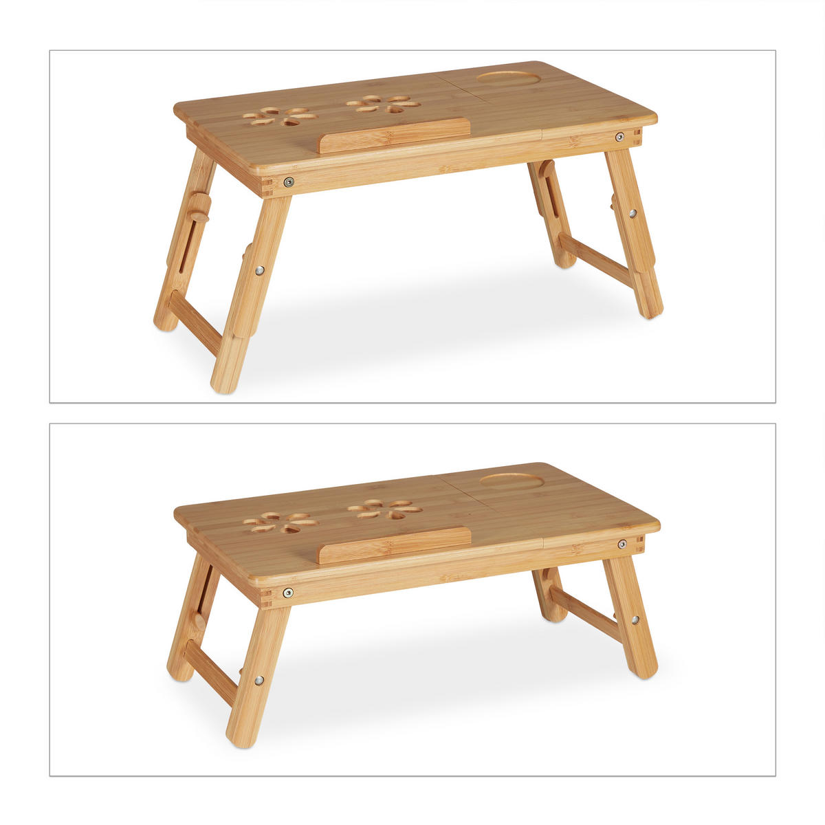 STOLÍK Prírodná bambus skladací 57x30 cm - svetlohnedá, drevo (30/57/43.5cm) - Relaxdays