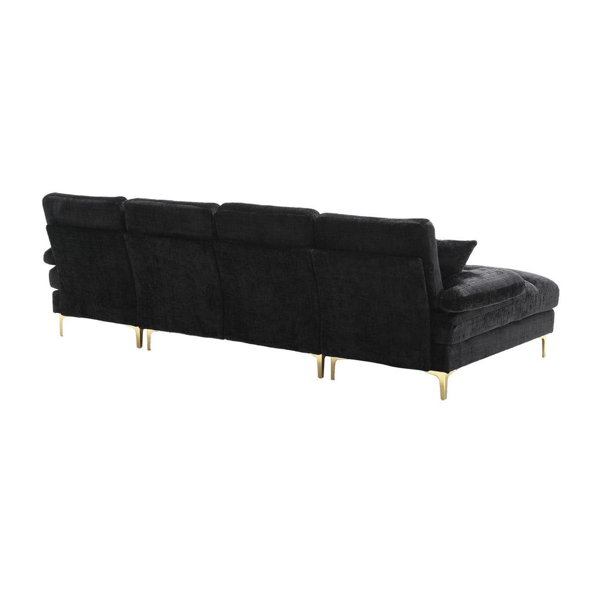 SOFA U-Form mit 2 Liegeflächen 272 x 136 cm Chenille Schwarz - Schwarz, Textil (136/88/272cm) - Meubliv